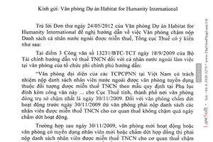 Công văn 2575/TCT-TNCN chậm nộp Danh sách cá nhân nước ngoài làm việc