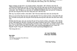 Công văn 770/KCB-PHCN&GĐ báo cáo công tác Phục hồi chức năng năm 2011