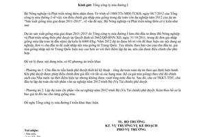 Công văn 3521/BNN-KH điều chỉnh giá nhập mía giống của dự án Sản xuất giống mía