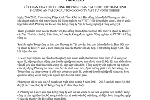 Thông báo 3219/TB-BNN-ĐMDN kết luận của Thứ trưởng Diệp Kỉnh Tần