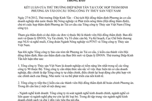 Thông báo 3232/TB-BNN-ĐMDN kết luận của Thứ trưởng Diệp Kỉnh Tần