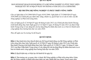 Quyết định 1602/QĐ-BNN-KH 2012 Kế hoạch hành động thực hiện Nghị quyết 16/NQ-CP