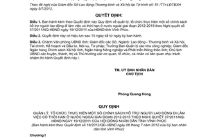 Quyết định 18/2012/QĐ-UBND Quy định quản lý tổ chức thực hiện chính sách