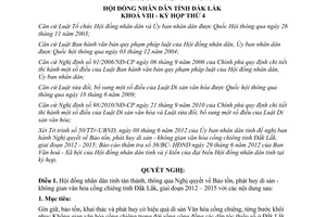 Nghị quyết 63/2012/NQ-HĐND bảo tồn phát huy di sản văn hóa cồng chiêng Đắk Lắk