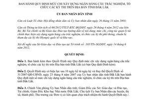 Quyết định 23/2012/QĐ-UBND chi ngân hàng câu trắc nghiệm tổ chức kỳ thi Đắk Lắk