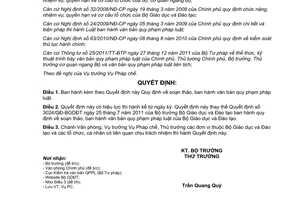 Quyết định 2478/QĐ-BGDĐT năm 2012 Quy định soạn thảo ban hành văn bản