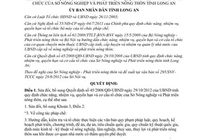 Quyết định 29/2012/QĐ-UBND sửa đổi cơ cấu tổ chức của Sở Nông nghiệp Long An