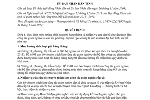 Quyết định 22/2012/QĐ-UBND quy định mức hưởng sinh hoạt phí hàng tháng