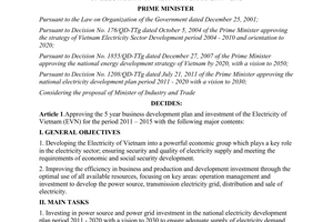 Decision No. 854/QD-TTg on approving the 5 year business development plan