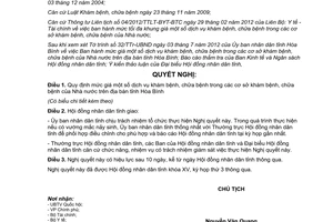 Nghị quyết 39/2012/NQ-HĐND quy định mức giá dịch vụ khám chữa bệnh