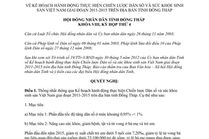 Nghị quyết 81/2012/NQ-HĐND Kế hoạch hành động thực hiện Chiến lược Dân số sức