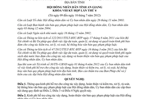 Nghị Quyết 07/2012/NQ-HĐND kinh phí xây dựng hoàn thiện hệ thống hóa văn bản pháp luật An Giang