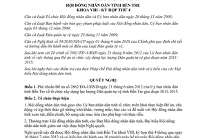 Nghị quyết 05/2012/NQ-HĐND xây dựng lực lượng Dân quân tự vệ Bến Tre