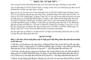 Nghị quyết 12/2012/NQ-HĐND  bãi bỏ một số phí lệ phí Bến Tre