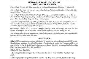 Nghị quyết 13/2012/NQ-HĐND vốn xây dựng cầu huyện Bình Đại Bến Tre