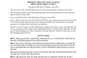 Nghị quyết 03/2012/NQ-HĐND giá khám chữa bệnh tại cơ sở khám chữa bệnh nhà nước An Giang