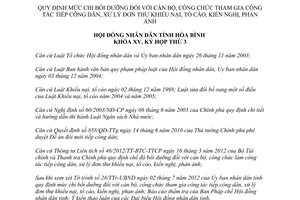 Nghị quyết 34/2012/NQ-HĐND quy định mức chi bồi dưỡng đối với cán bộ công chức