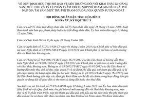 Nghị quyết 41/2012/NQ-HĐND quy định mức thu phí bảo vệ môi trường