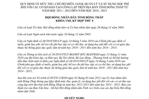 Nghị quyết 80/2012/NQ-HĐND thu miễn giảm quản lý sử dụng học phí cơ sở đào tạo công lập Đồng Tháp