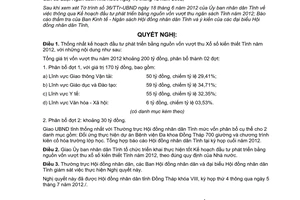 Nghị quyết 78/2012/NQ-HĐND Kế hoạch đầu tư phát triển bằng vốn vượt thu xổ số kiến thiết Đồng Tháp