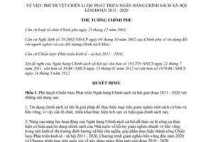 Quyết định 852/QĐ-TTg năm 2012 phê duyệt Chiến lược Phát triển Ngân hàng