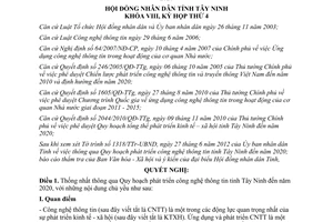 Nghị quyết 12/2012/NQ-HĐND Quy hoạch phát triển công nghệ thông tin