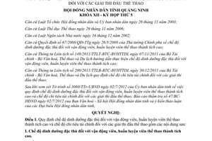 Nghị quyết 60/2012/NQ-HĐND chế độ dinh dưỡng đặc thù đối với vận động viên Quảng Ninh