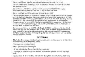 Nghị quyết 57/2012/NQ-HĐND giá dịch vụ khám chữa bệnh công lập Quảng Ninh