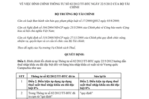Quyết định 1759/QĐ-BTC năm 2012 đính chính Thông tư 82/2012/TT-BTC