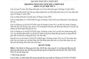 Nghị quyết 10/2012/NQ-HĐND quy định mức thu chế độ thu nộp quản lý