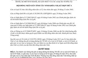 Nghị quyết 04/2012/NQ-HĐND không thu phí đường 785 xe mô tô 02 03 bánh gắn máy Tây Ninh