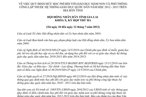 Nghị quyết 49/2012/NQ-HĐND quy định mức học phí đối với giáo dục mầm non