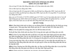 Nghị quyết 46/2012/NQ-HĐND chính sách sử dụng con em Quảng Bình tốt nghiệp