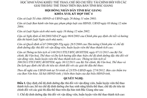 Nghị quyết 09/2012/NQ-HĐND quy định chế độ dinh dưỡng đặc thù vận động viên