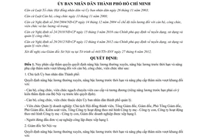 Quyết định 3556/QĐ-UBND năm 2012 phân cấp thẩm quyền quyết định nâng bậc lương