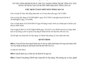 Quyết định 1706/QĐ-UBND bổ sung thủ tục hành chính cấp huyện tỉnh Lào Cai