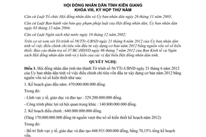Nghị quyết 53/2012/NQ-HĐND điều chỉnh chỉ tiêu vốn đầu tư xây dựng cơ bản 2012