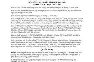 Nghị quyết 58/2012/NQ-HĐND tăng bổ sung vốn điều lệ Quỹ Đầu tư phát triển