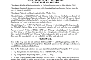 Nghị quyết 56/2012/NQ-HĐND điều chỉnh quyết toán thu chi ngân sách nhà nước