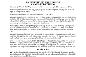 Nghị quyết 57/2012/NQ-HĐND điều chỉnh dự toán thu chi ngân sách Kiên Giang