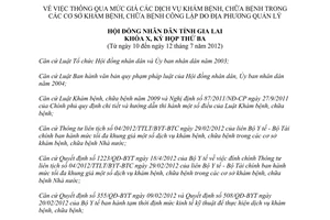 Nghị quyết 48/2012/NQ-HĐND mức thu khám chữa bệnh cơ sở công lập Gia Lai