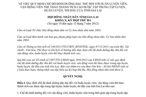 Nghị quyết 46/2012/NQ-HĐND chế độ dinh dưỡng đặc thù đối với huấn luyện viên vận động viên Gia Lai