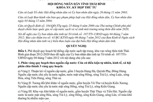 Nghị quyết 02/2012/NQ-HĐND quy hoạch hệ thống cấp nước sạch khu vực nông thôn