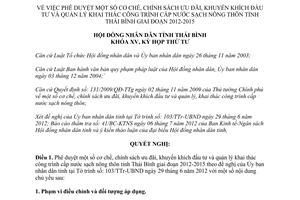 Nghị quyết 03/2012/NQ-HĐND phê duyệt cơ chế chính sách ưu đãi khuyến khích