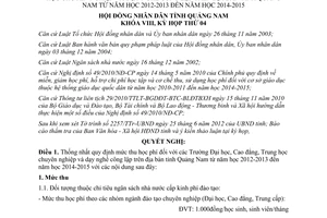 Nghị quyết 41/2012/NQ-HĐND quy định mức thu học phí Trường Đại học Cao đẳng