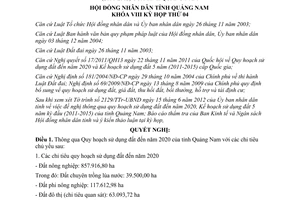 Nghị quyết 44/2012/NQ-HĐND Quy hoạch sử dụng đất đến năm 2020 Kế hoạch sử dụng