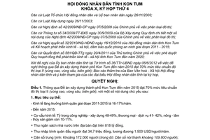 Nghị quyết 25/2012/NQ-HĐND xây dựng thành phố Kon Tum đến năm 2015