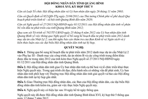 Nghị quyết 48/2012/NQ-HĐND đầu tư phát triển cầu Nhật Lệ 2 Quảng Bình