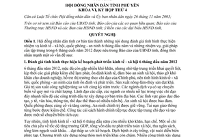 Nghị quyết 42/2012/NQ-HĐND nhiệm vụ kinh tế xã hội quốc phòng an ninh Phú Yên