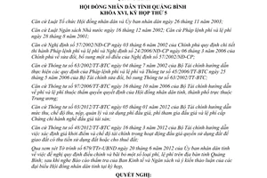 Nghị quyết 43/2012/NQ-HĐND điều chỉnh phí lệ phí trên địa bàn tỉnh Quảng Bình